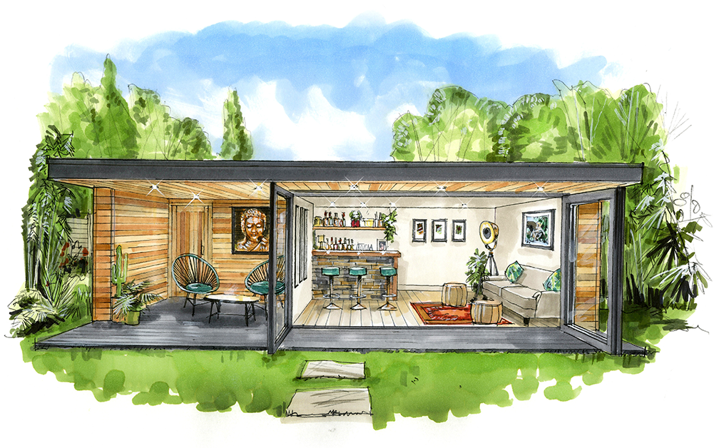 The Sunset room sketch from the garden rooms signature range