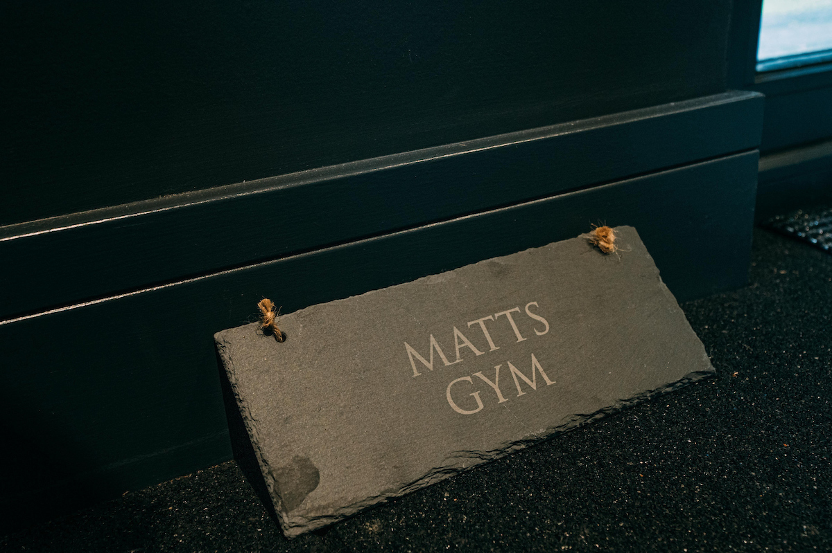 A sign with Matt's gym inscribed
