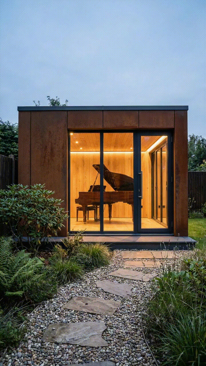 Gen-4 Turbo – BASE STYLE PROMPT (use this in every version)ΓÇ£cinematic lifestyle film, soft natural s (1) Bespoke garden room by Into The Garden Room