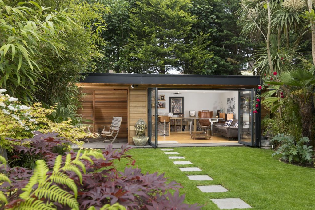 Office space inside a modern garden building