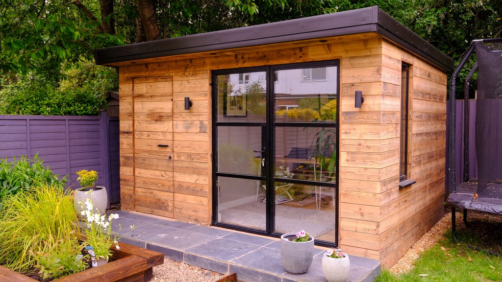Office space in a wooden garden building